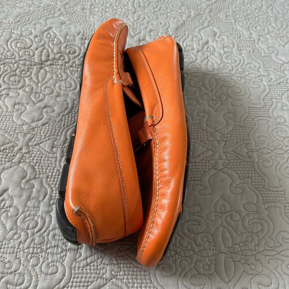 Prada Men's Orange Leather loafers/slip on Shoes, Size 13 / UK 12 Gently Used - Picture 4 of 10